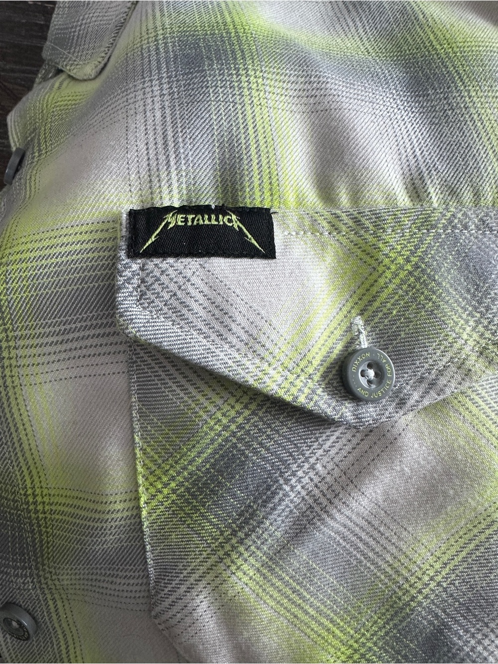 Women’s  Plaid Button-Up Shirt in Neon Yellow/green and Gray